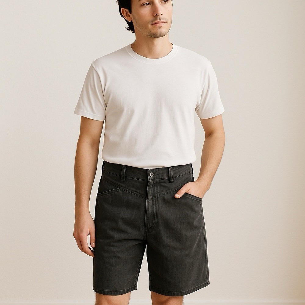 Marithe François Girbaud‎ Denim Shorts Mens 42 Gray Baggy Y2K Streetwear Retro